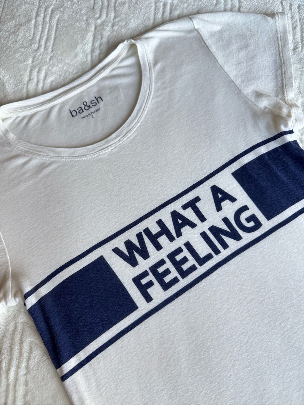 ba&sh White Tee with Navy Print